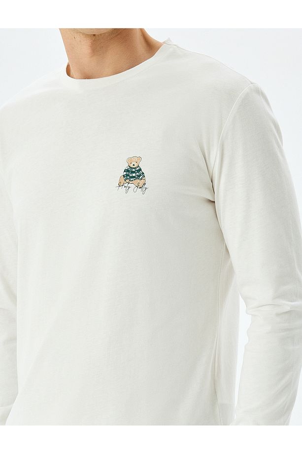 Yılbaşı Temalı Ayıcık Desenli Bol Kalıp Örme Pijama Takımı - 5