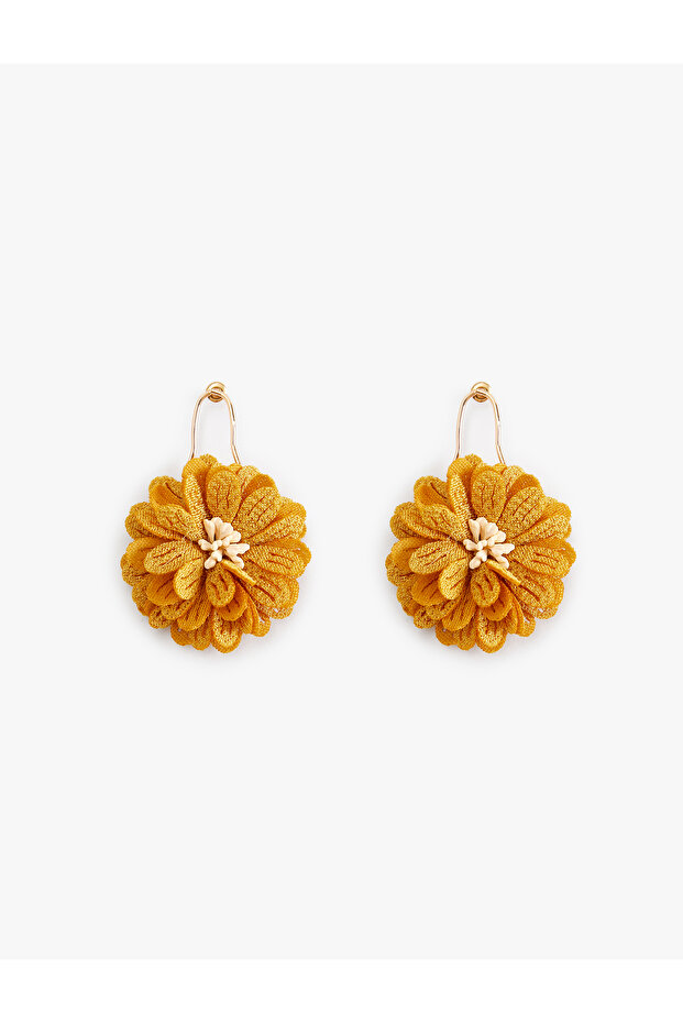 Floral Earrings Large Size Hanging Crochet Detailed