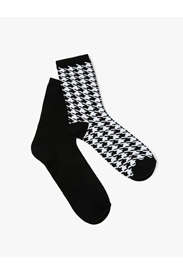 Houndstooth Patterned 2-Piece Socks Set
