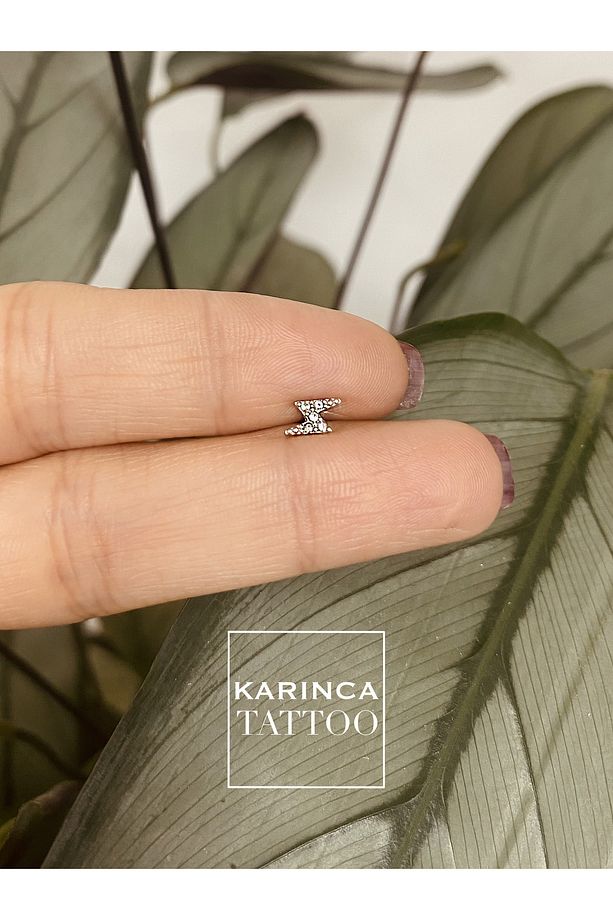 Şimşek Taşlı Piercing Flat Conch Forward Helix Kıkırdak Tragus Piercing - 5