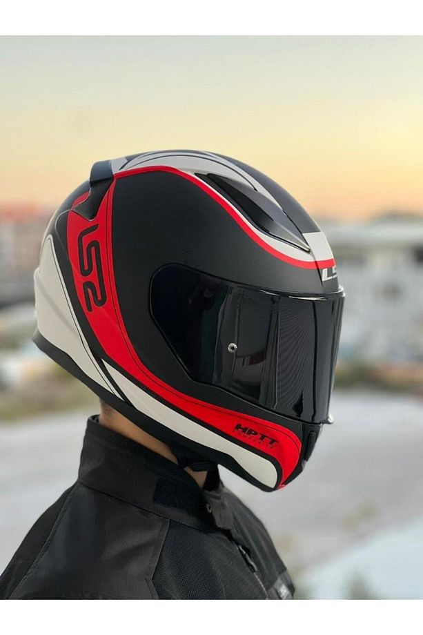 Rapid Deeper Mat Kırmızı-siyah Kask Siyah Vizörlü - 5