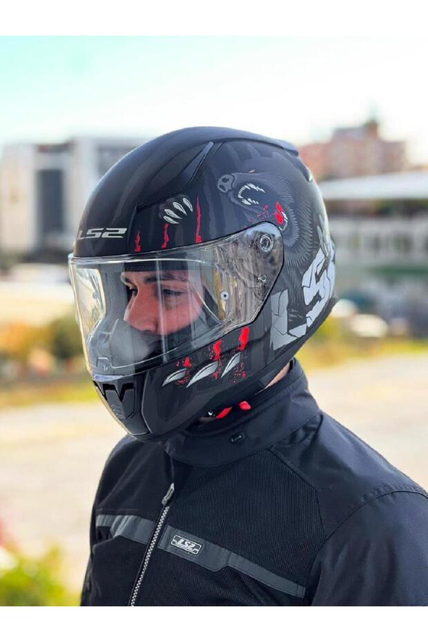 Rapid 2 Clawn Mat Siyah Gri Kırmızı Kask - 2