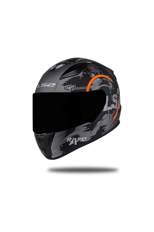 Rapid Circle Mat Titanyum Turuncu Kask Siyah Vizörlü - 1
