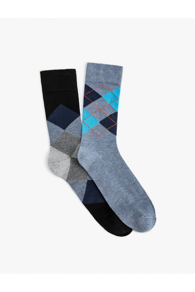 Set of 2 Socks with Geometric Pattern