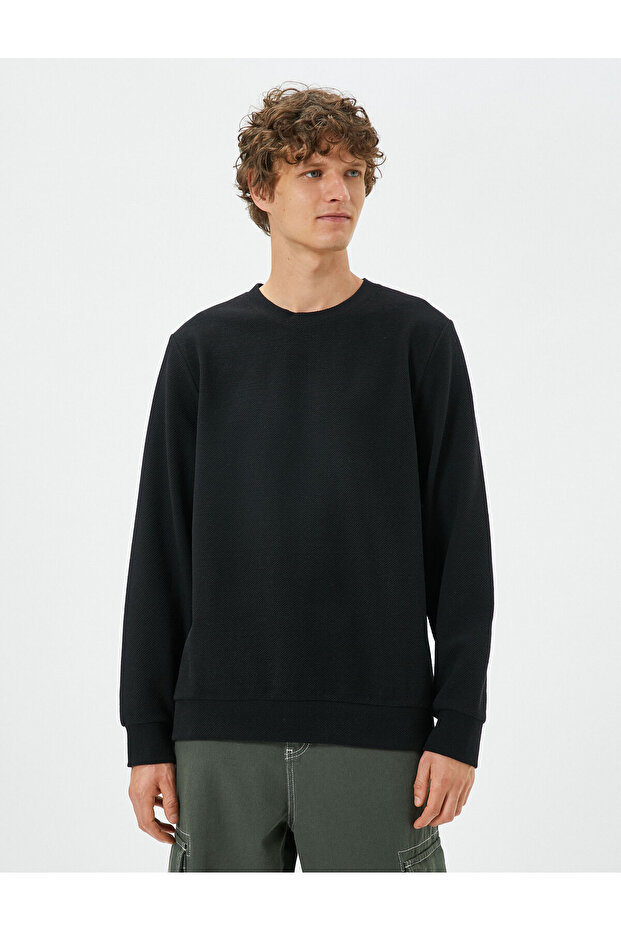 Basic Sweater Crew Neck Textured Long Sleeve - 3