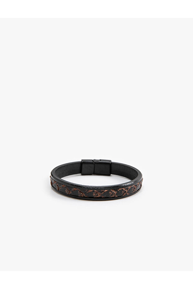 Ethnic Patterned Leather Look Bracelet