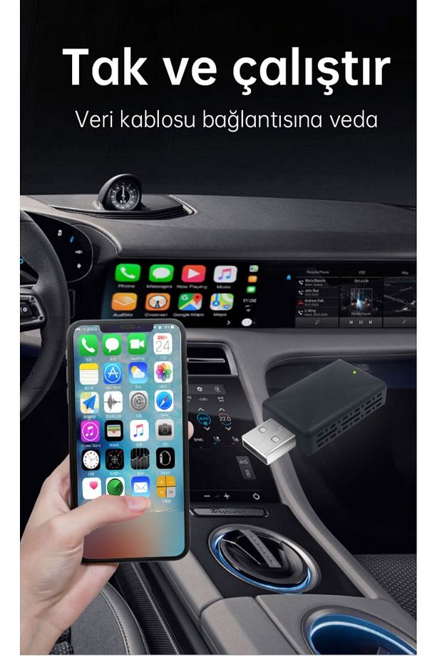 Mini Pro Duo 2in 1  Araç Kiti Wireless/Kablosuz Carplay ve Android Auto Adaptörü - 3