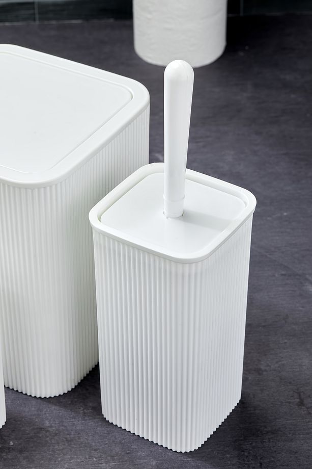 Line 5 Parça Kare Banyo Seti - Çöp Kovası WC Fırçası Sıvı-Katı Sabunluk Diş Fırçası - 5