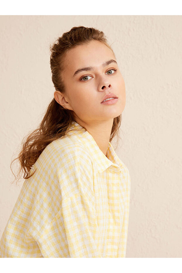 Kadın Oversize Ekoseli Gömlek - 1