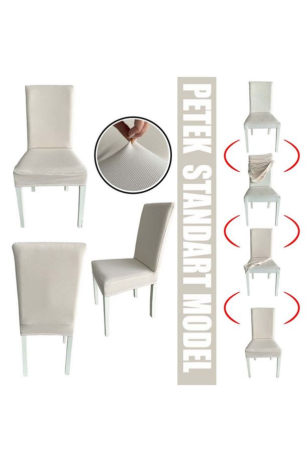 4 Adet Petek Kumaş Salon Tipi Sandalye Kılıfı & Sandalye Örtüsü Seti - 1