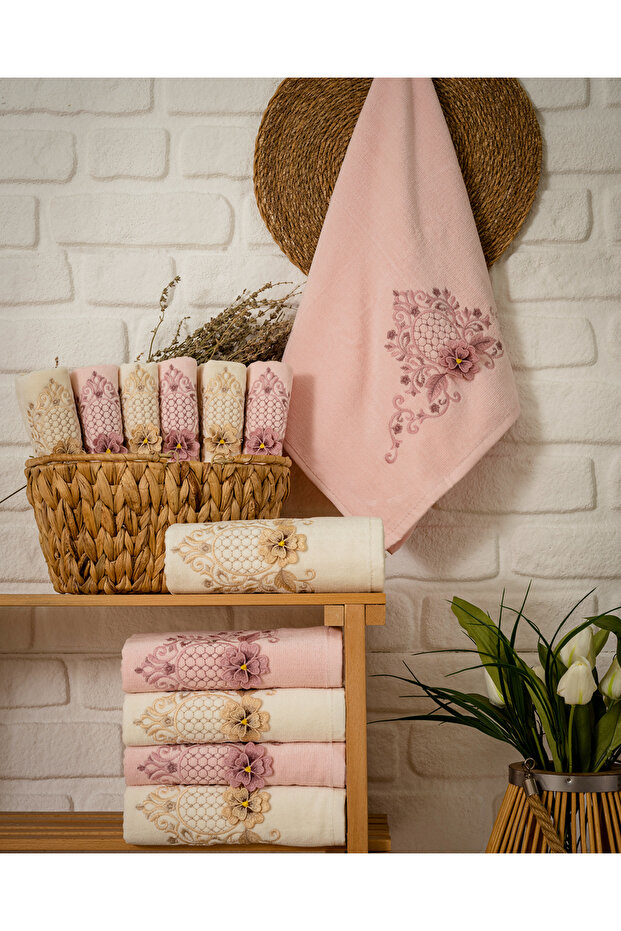 Buldan Üretim Dowry Ahenk Velvet 6-Piece Kitchen Towel I 30X50