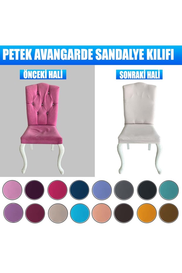 6 Adet Petek Kumaş Avangarde Tipi Sandalye Kılıfı & Sandalye Örtüsü Seti - 5
