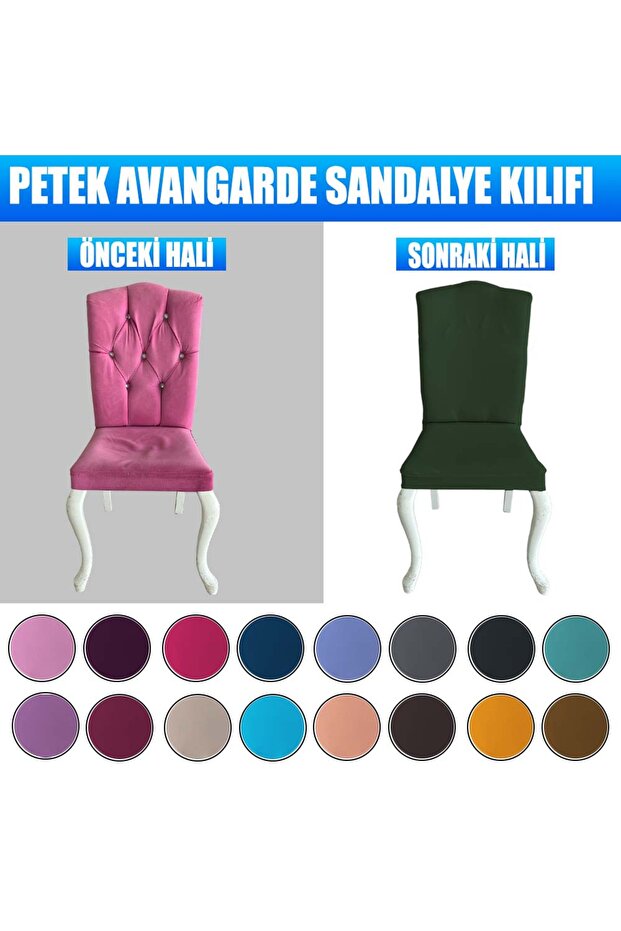 6 Adet Petek Kumaş Avangarde Tipi Sandalye Kılıfı & Sandalye Örtüsü Seti - 5