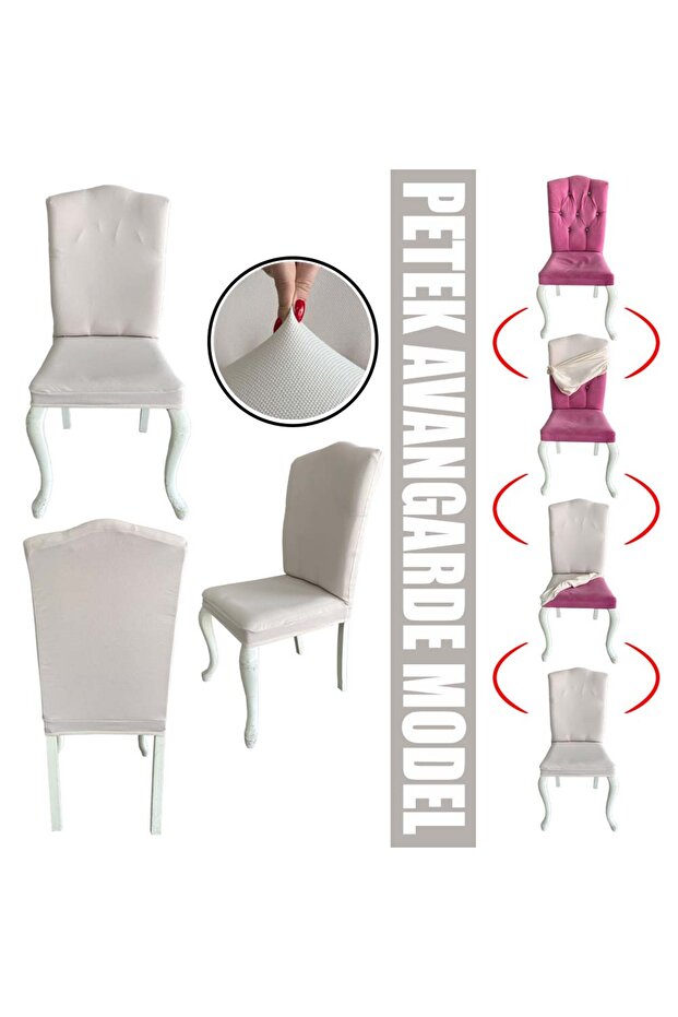 6 Adet Petek Kumaş Avangarde Tipi Sandalye Kılıfı & Sandalye Örtüsü Seti - 3