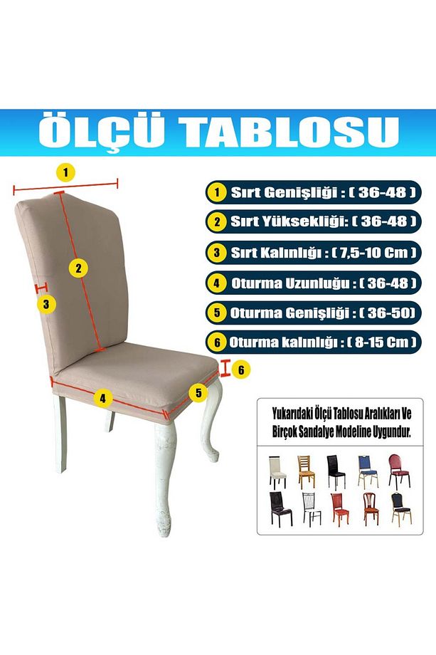 6 Adet Petek Kumaş Avangarde Tipi Sandalye Kılıfı & Sandalye Örtüsü Seti - 6