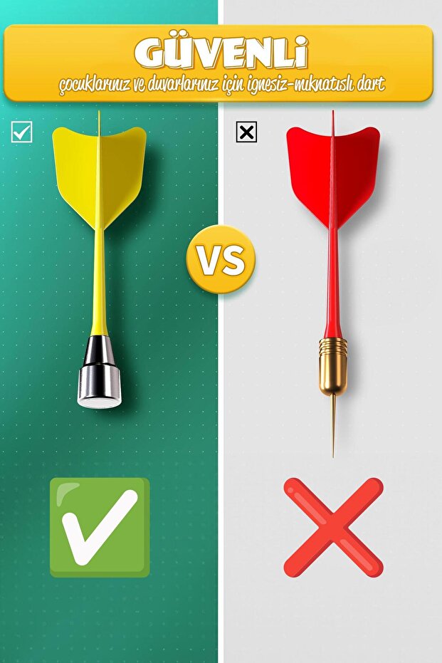 Mıknatıslı Dart Seti Mini Boy Dart Oyunu Duvara Zarar Vermeyen İğnesiz Dart Atma 3 Oklu Çap: 28 cm - 2