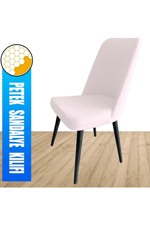 4 Adet Petek Kumaş Gül Tipi Sandalye Kılıfı & Sandalye Örtüsü Seti - 5