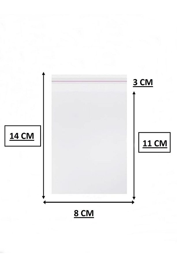 Bantlı Şeffaf Jelatin Poşet 8 x 14 cm Yapışkanlı Poşet 50 Adet - 2