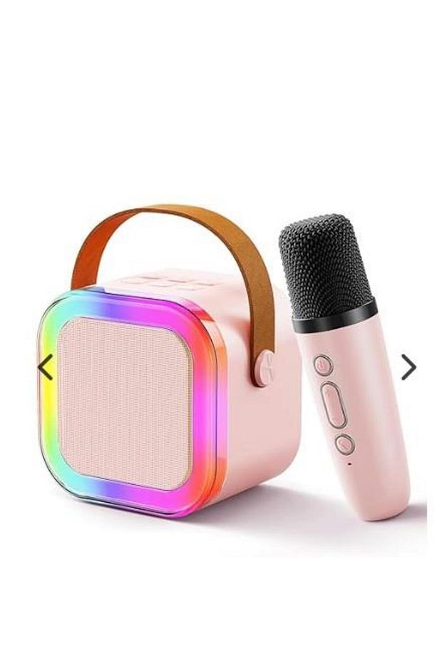 Colorful Karaoke Sound System  Kablosuz Mikrofonlu Taşınabilir Müzik Kutusu - 1
