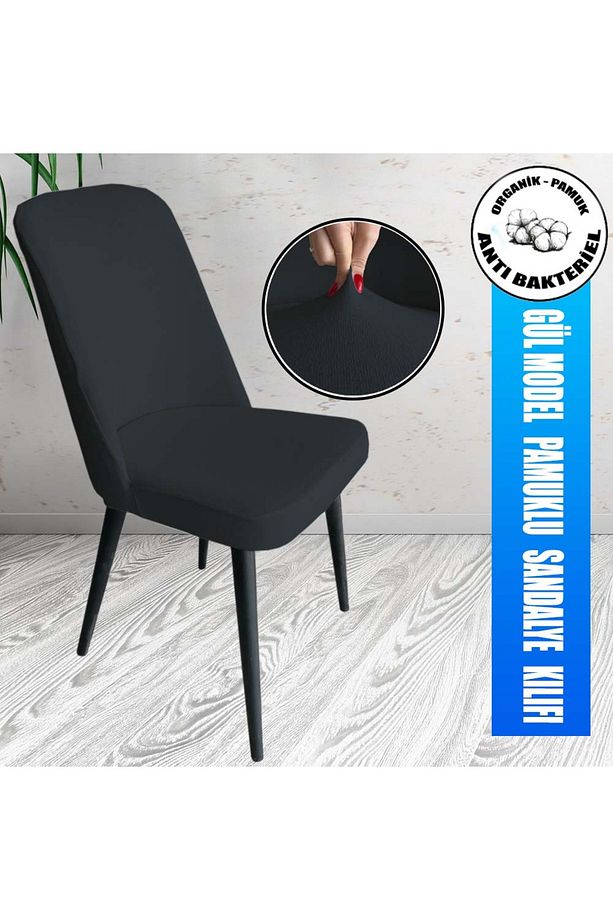 4 Adet Petek Kumaş Gül Tipi Sandalye Kılıfı & Sandalye Örtüsü Seti - 4