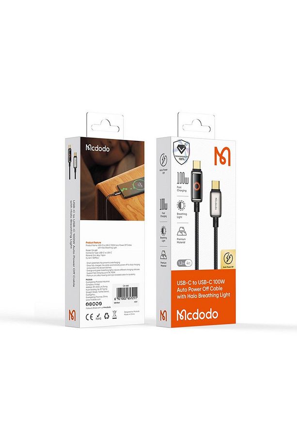 Ca-6681 Type-c To Type-c Nefes Alan Işık Göstergeli 100 W Premium Kablo 1.2m - 4