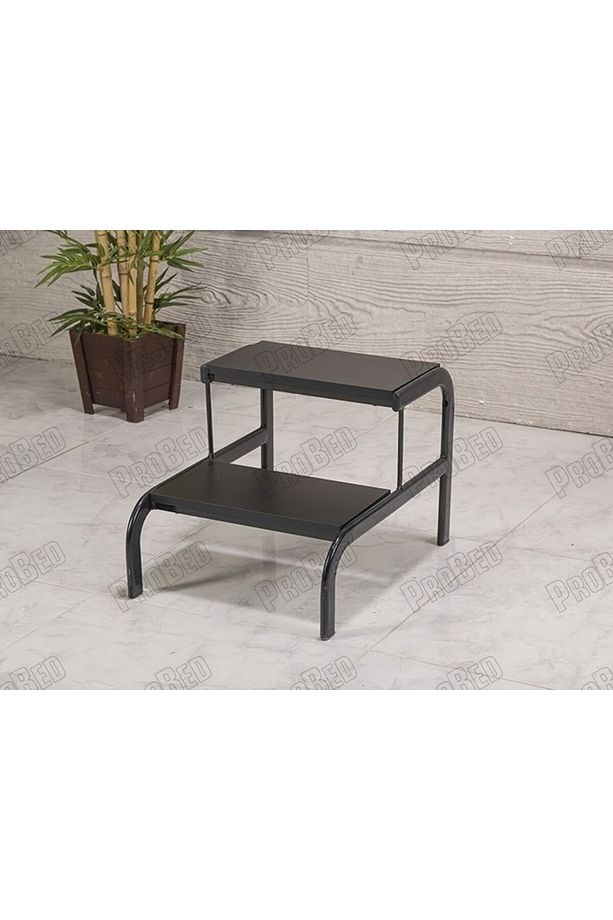 Eskabo Oval Metal Gövdeli İki Basamaklı Merdiven-Siyah | LaborTech-4206 - 2