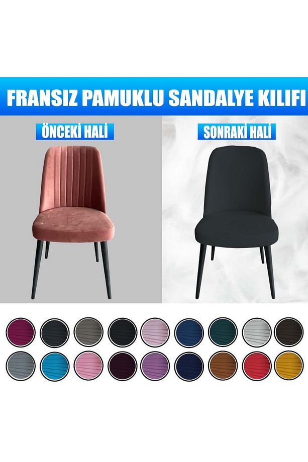 6 Adet Petek Kumaş Gül Tipi Sandalye Kılıfı & Sandalye Örtüsü Seti - 6