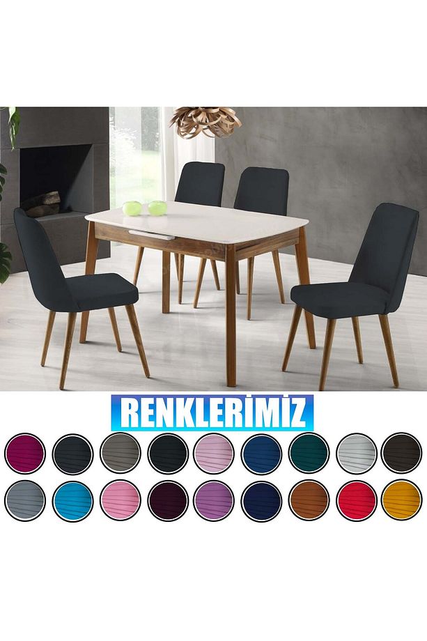 6 Adet Petek Kumaş Gül Tipi Sandalye Kılıfı & Sandalye Örtüsü Seti - 7