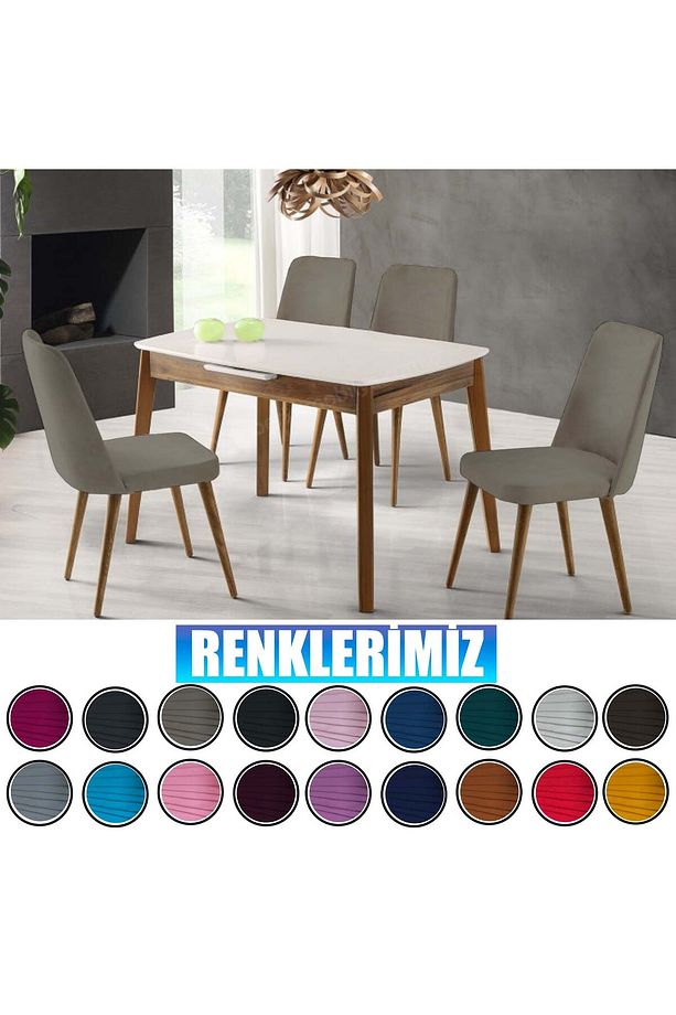6 Adet Petek Kumaş Gül Tipi Sandalye Kılıfı & Sandalye Örtüsü Seti - 7