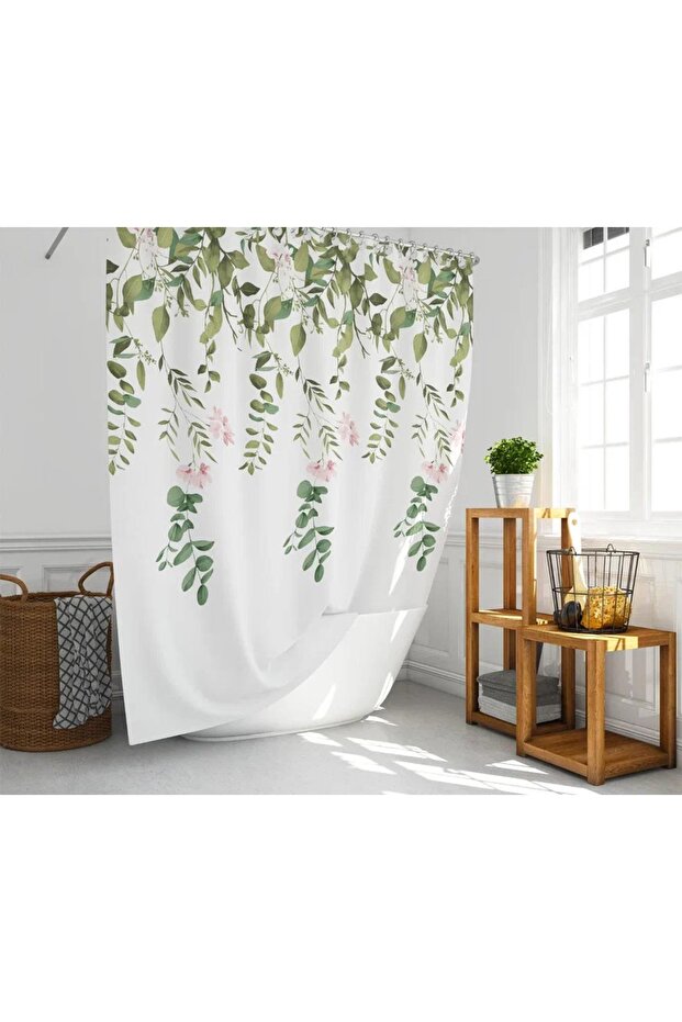 Bathroom Curtain 2X120X200 Double Wing Shower Curtain with Ring Gift 7184