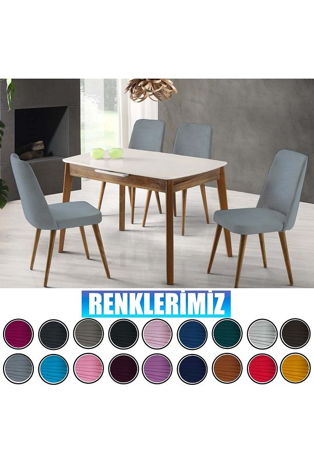 6 Adet Petek Kumaş Gül Tipi Sandalye Kılıfı & Sandalye Örtüsü Seti - 6