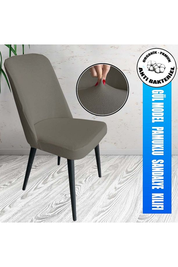 6 Adet Petek Kumaş Gül Tipi Sandalye Kılıfı & Sandalye Örtüsü Seti - 5