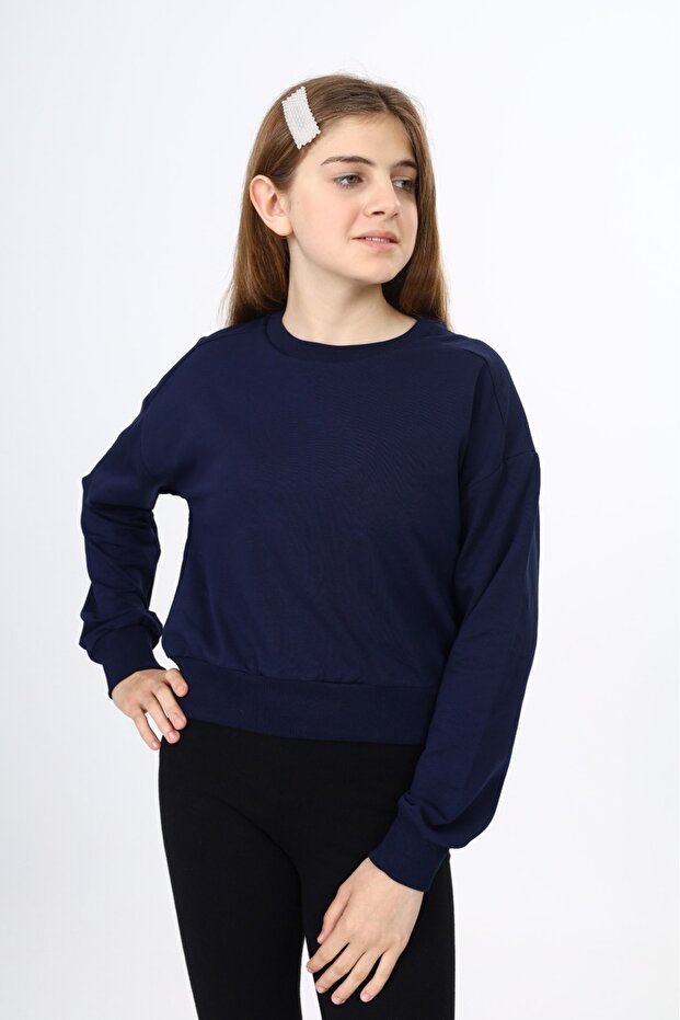 Girls' Off-Shoulder Gauze School Sweatshirt