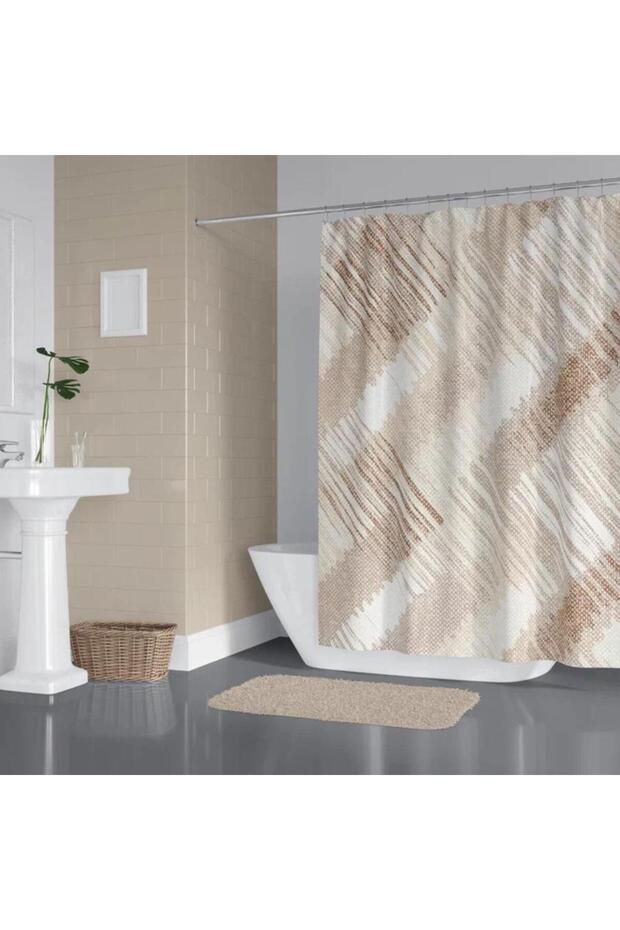 Bathroom Curtain 2X120X200 Double Wing Shower Curtain with Ring Gift 4250