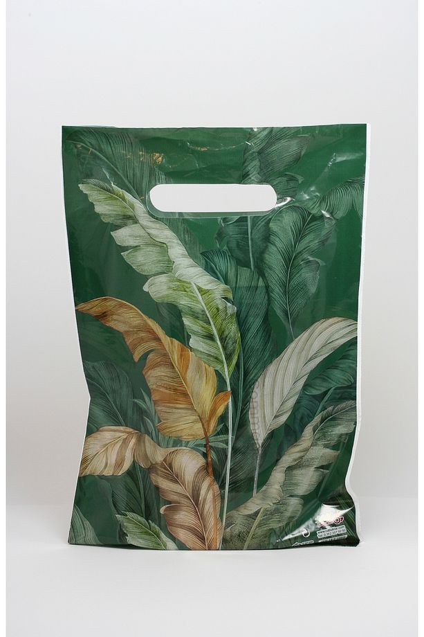 Alışveriş Poşeti Yeşil Çiçek (22X32 CM) - 100 Adet - 1