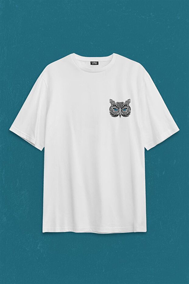Owl Owl Design Pattern Design Baby Little Bird Back Front Printed Oversize T-Shirt Unisex T-shirt