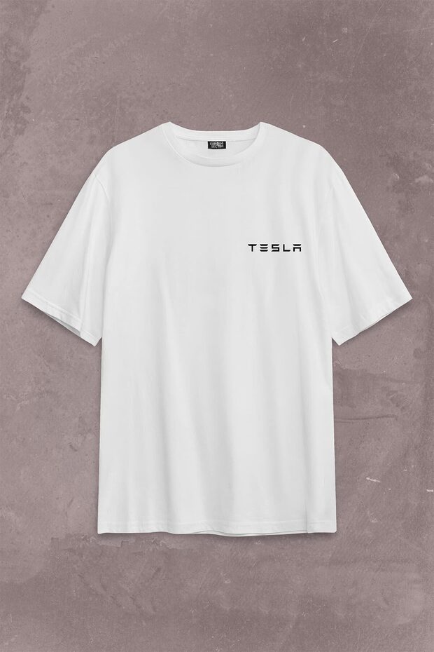 Tesla Motors Nikola Tesla Logo Elon Musk Back Front Printed Oversize T-Shirt Unisex T-shirt