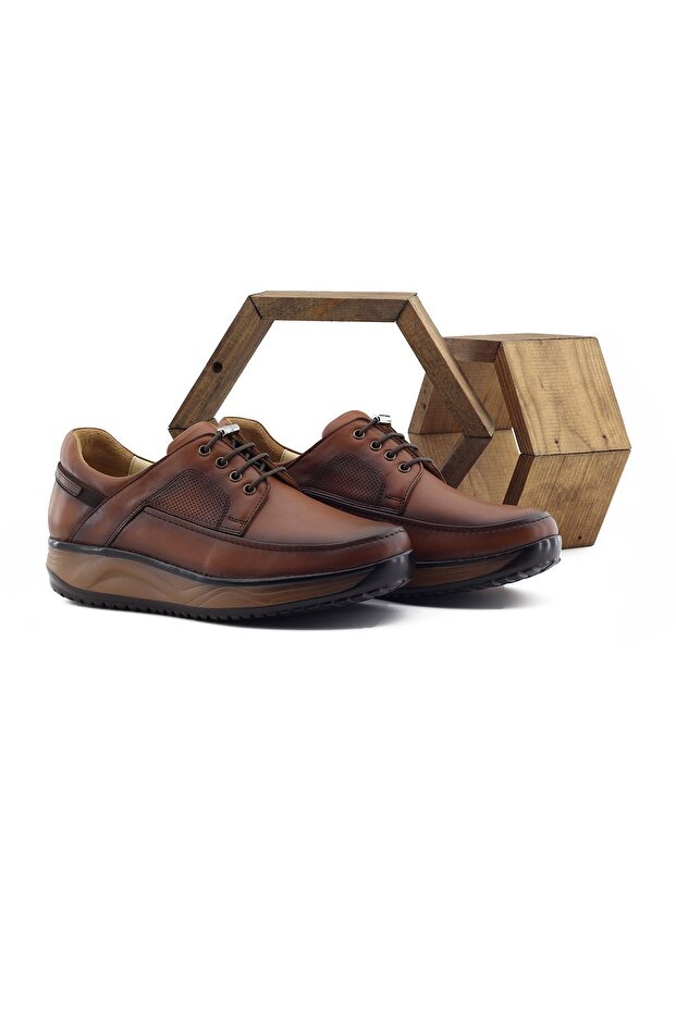 Genuine Leather Men's Casual Walking Shoes - 1853 Tan