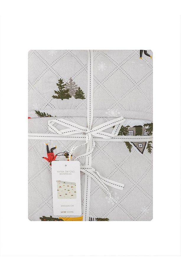LCW HOME Yılbaşı Temalı Çift Kiişilik Yatak Örtüsü 200x220 Cm (W4) - 5
