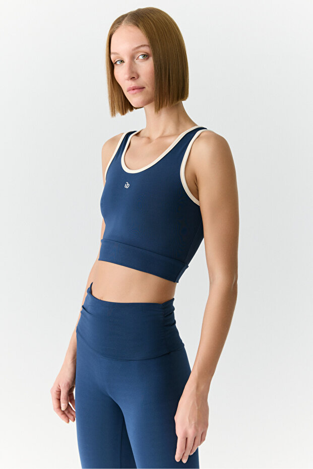 YANELİS Urban Beat Kadın Biyeli Sportswear Crop Lacivert Atlet - 1
