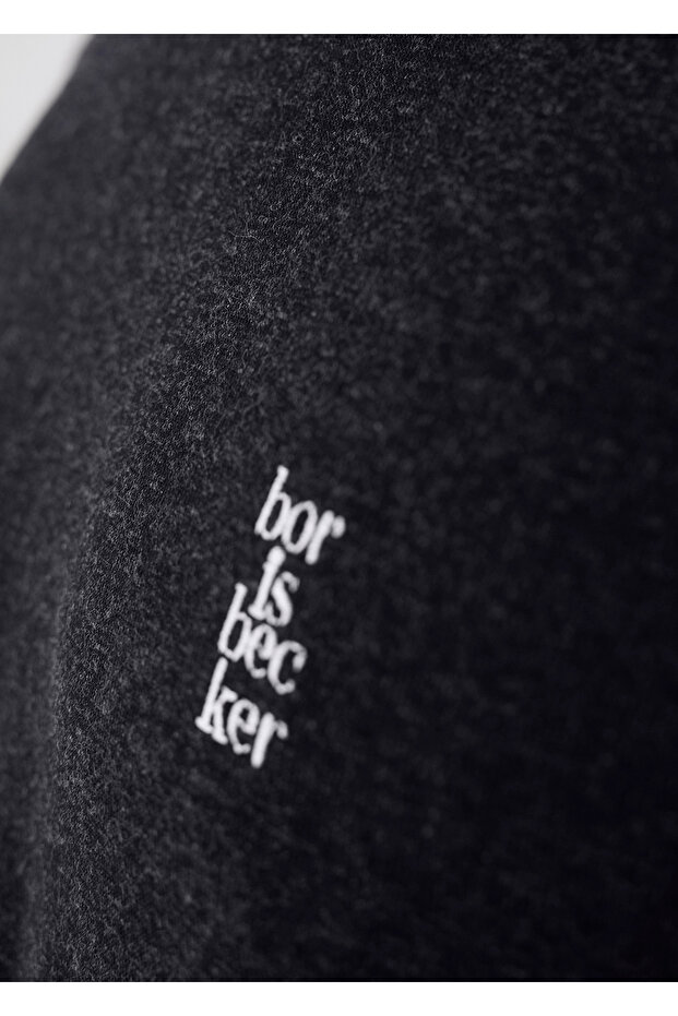 Antrasit Renk Logo Detaylı Örme Sweat - 3