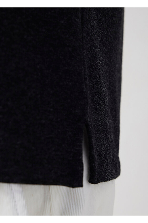 Antrasit Renk Logo Detaylı Örme Sweat - 4