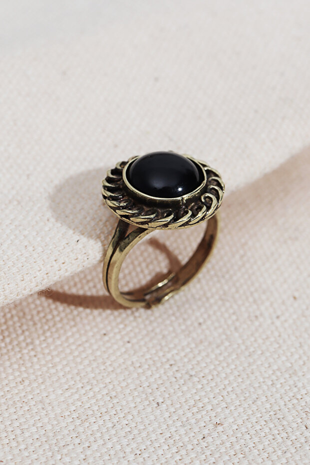 Authentic Ring with Black Round Stone - 1