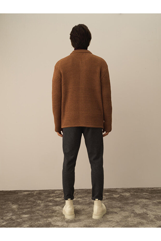 Erkek Oversize Triko Yün Ceket - 7