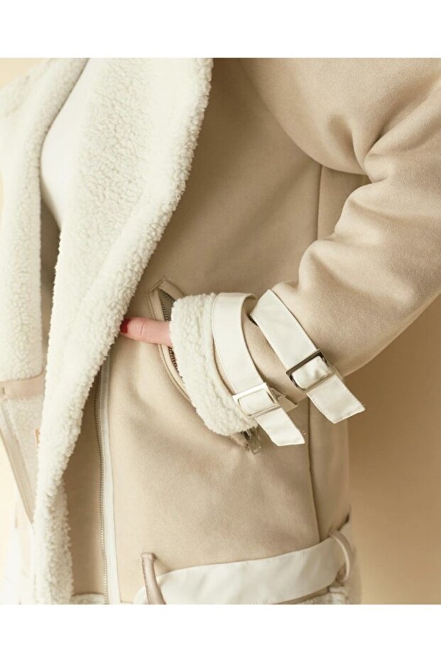 Fur Lined Suede Coat - 1