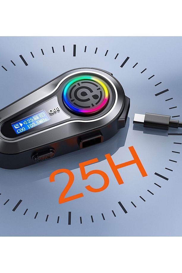Motorsiklet Kask Interkom Kulaklık Rgb Işık Lcd Ekranlı Bluetooth 5.3 Çift Telefon Bağlantı - 7