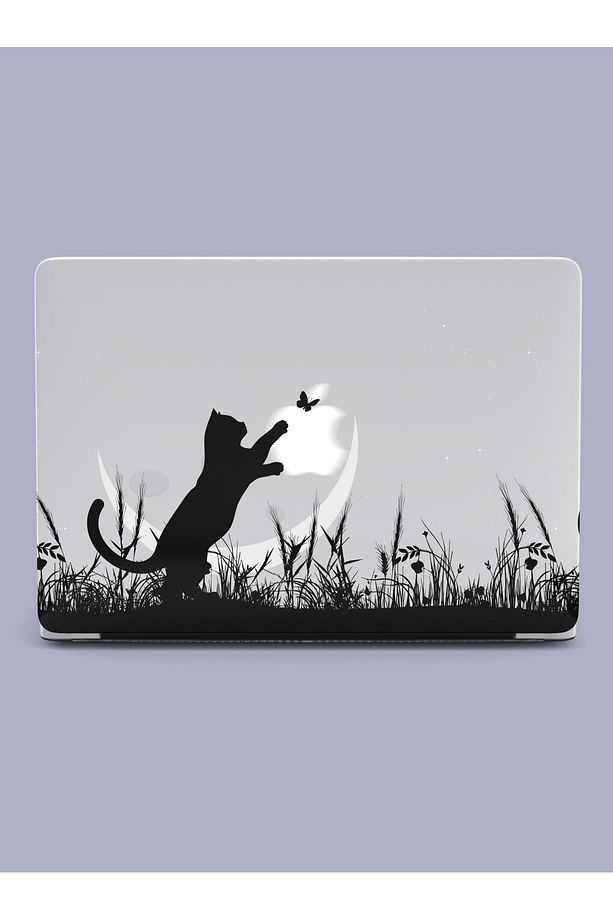 Macbook Air (M2-M3) Kılıf 15 inç A3114-A2941 2023/2024 Macos-12 Şeffaf Kapak Tam Koruma Kedi, Ay ve - 4