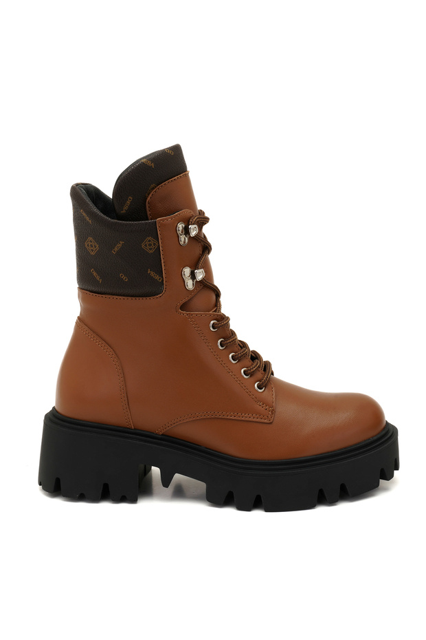 Alvar Taba Kadın Monogram Deri Bot - 3