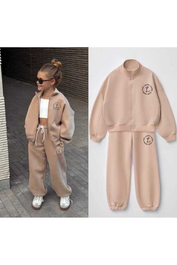 Kids La'Ciel Paris Unisex Zip-Up Thin Raised Bottom Top Set