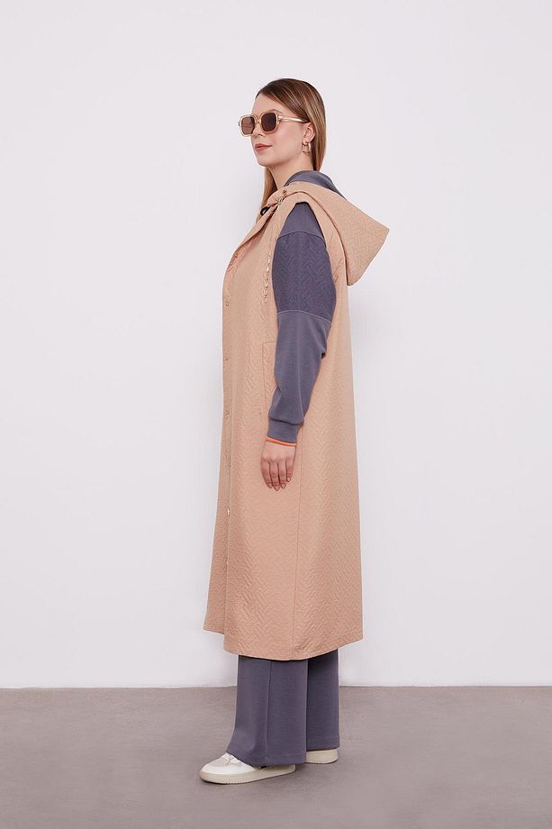 Camel Taş Zincirli Kapitone Yelek - 3